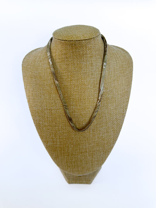 Dark Green & Brown silk tie necklace