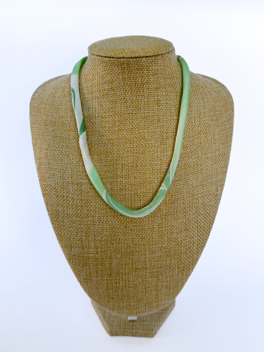 Lime Green on green silk tie necklace