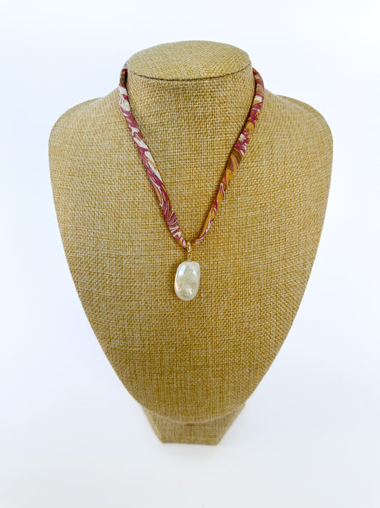 White Baroque Pearl Pendant With Snap Clasp