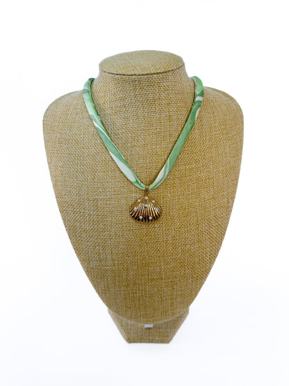 Gold Shell Charm with Small Pearls