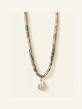 Pink and Green silk tie necklace