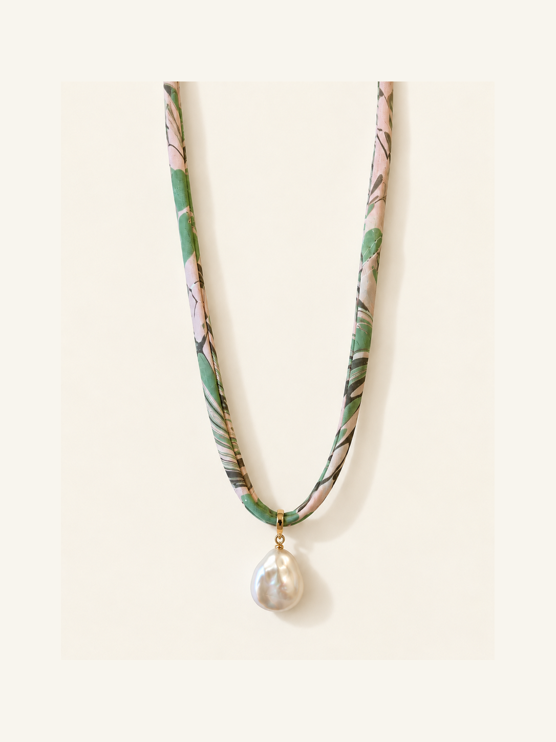 Pink and Green silk tie necklace