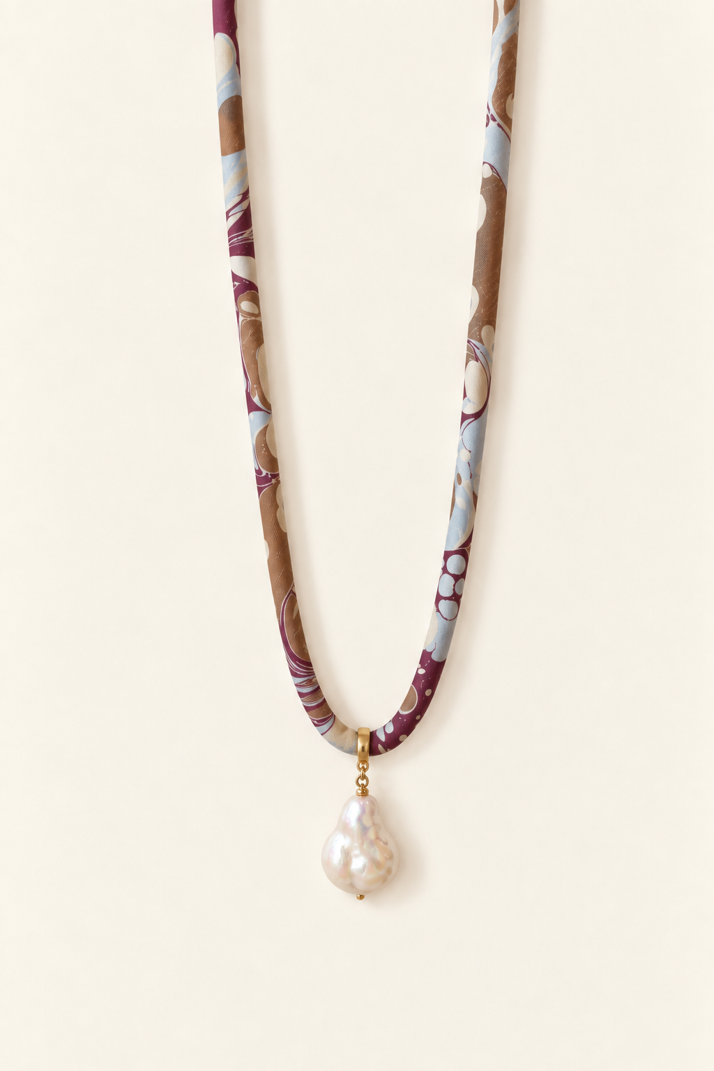 Powder blue, Plum & Taupe silk tie necklace