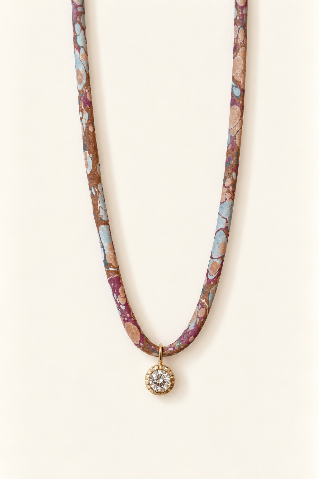 Brown, Powder blue, Plum & Taupe silk tie necklace