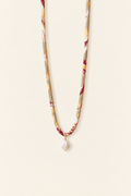Burgundy, Taupe and Mustard silk tie necklace