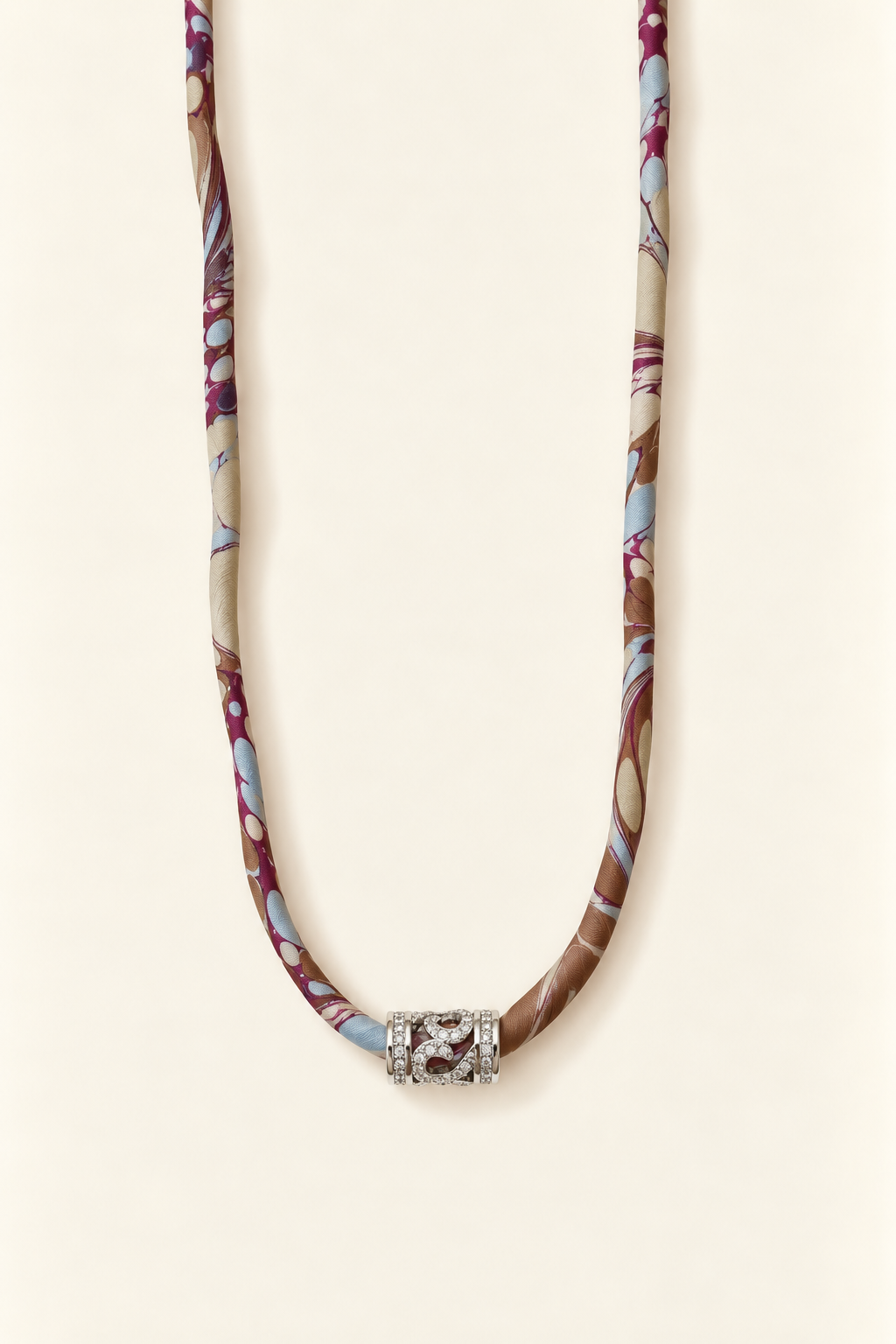Powder blue, Plum & Taupe silk tie necklace