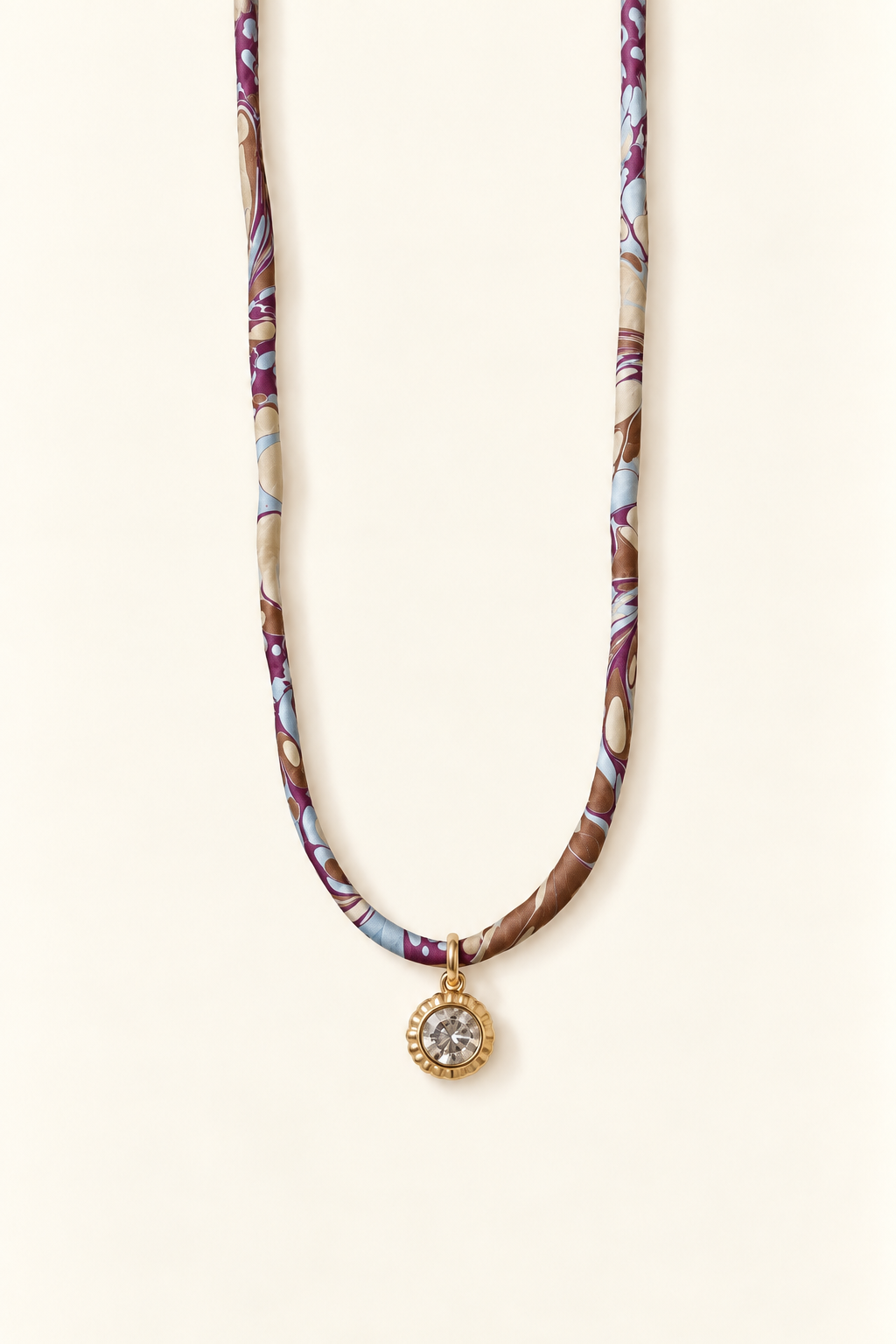 Powder blue, Plum & Taupe silk tie necklace