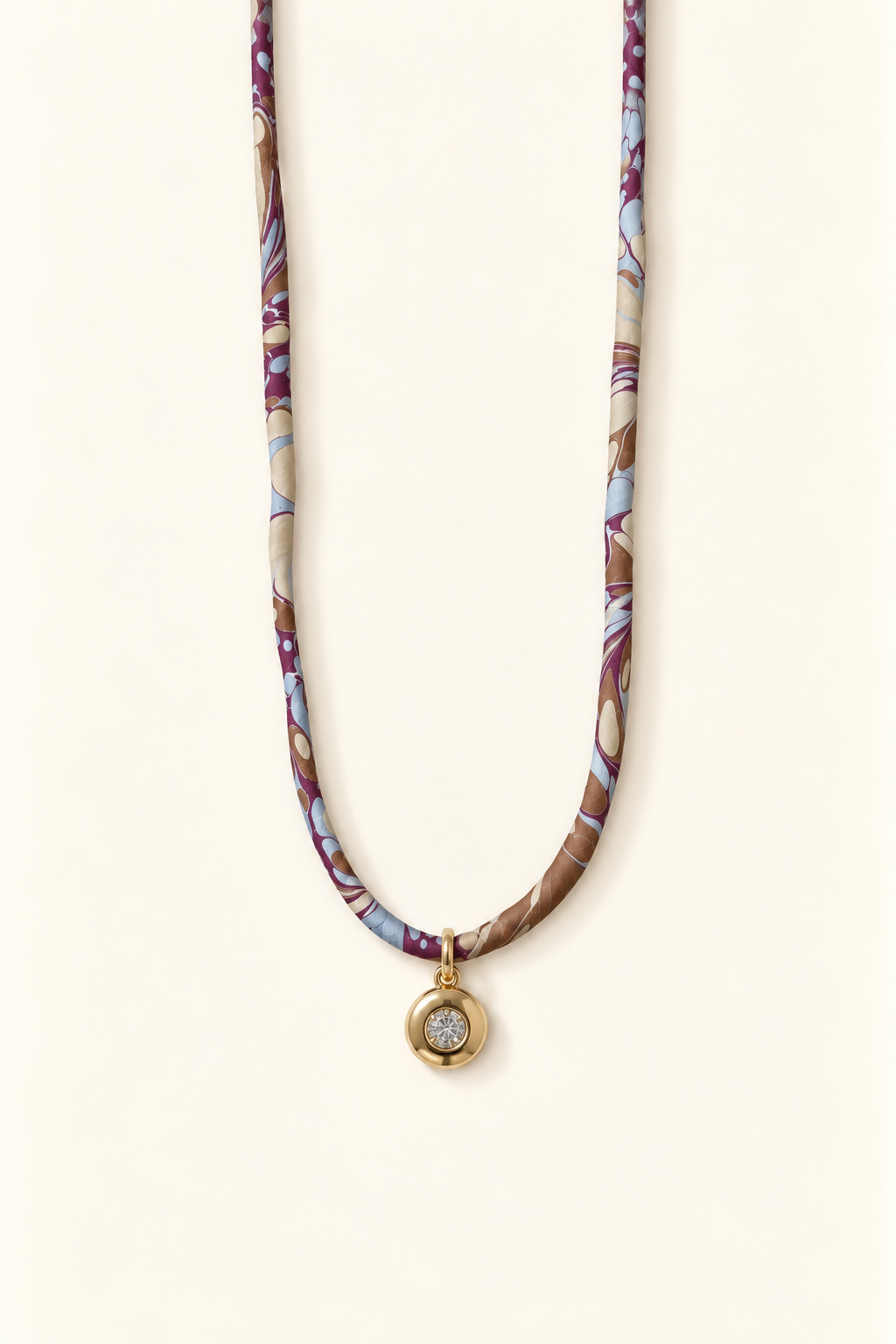 Powder blue, Plum & Taupe silk tie necklace