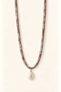 Brown, Powder blue, Plum & Taupe silk tie necklace