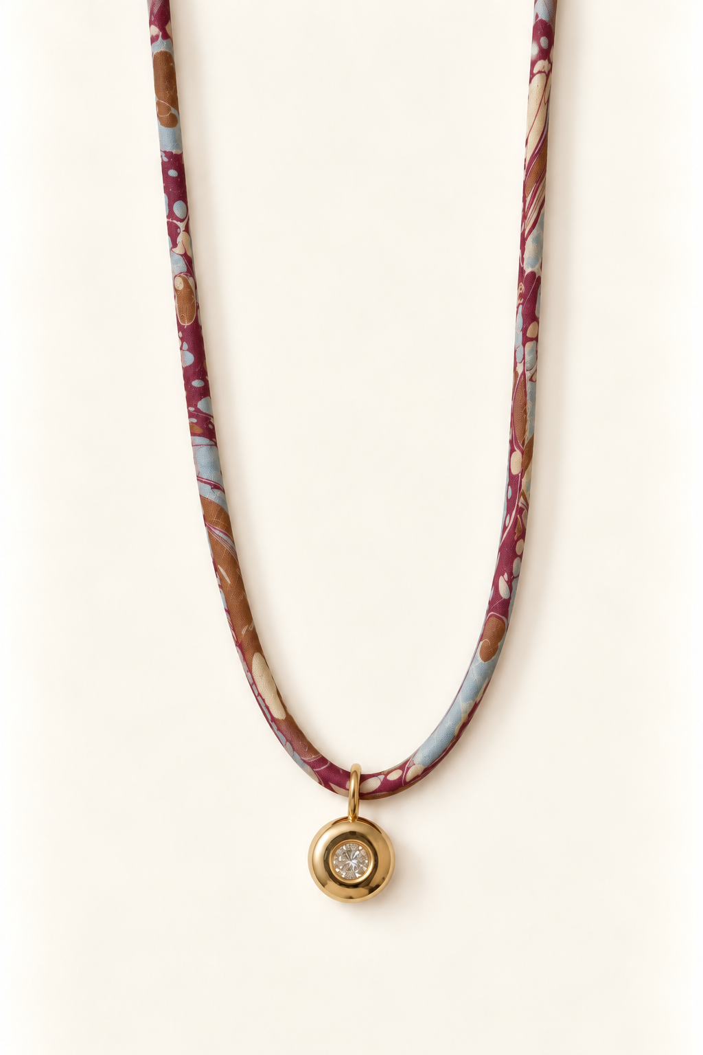 Brown, Powder blue, Plum & Taupe silk tie necklace
