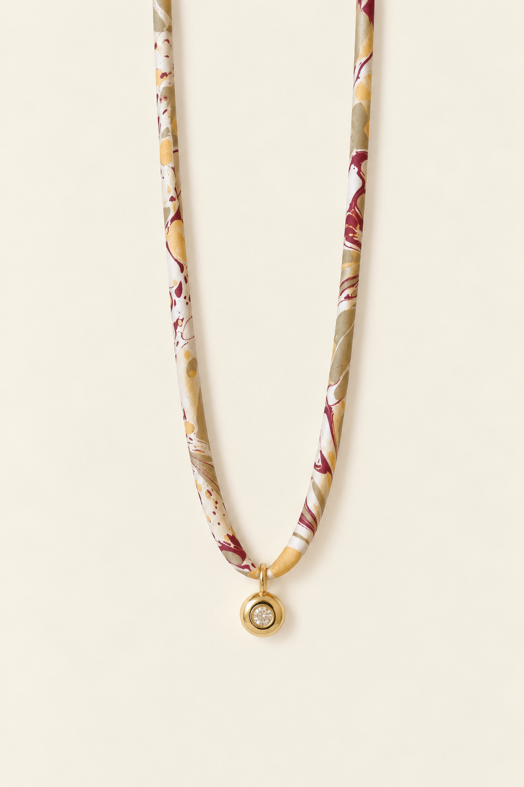 Burgundy, Taupe and Mustard silk tie necklace