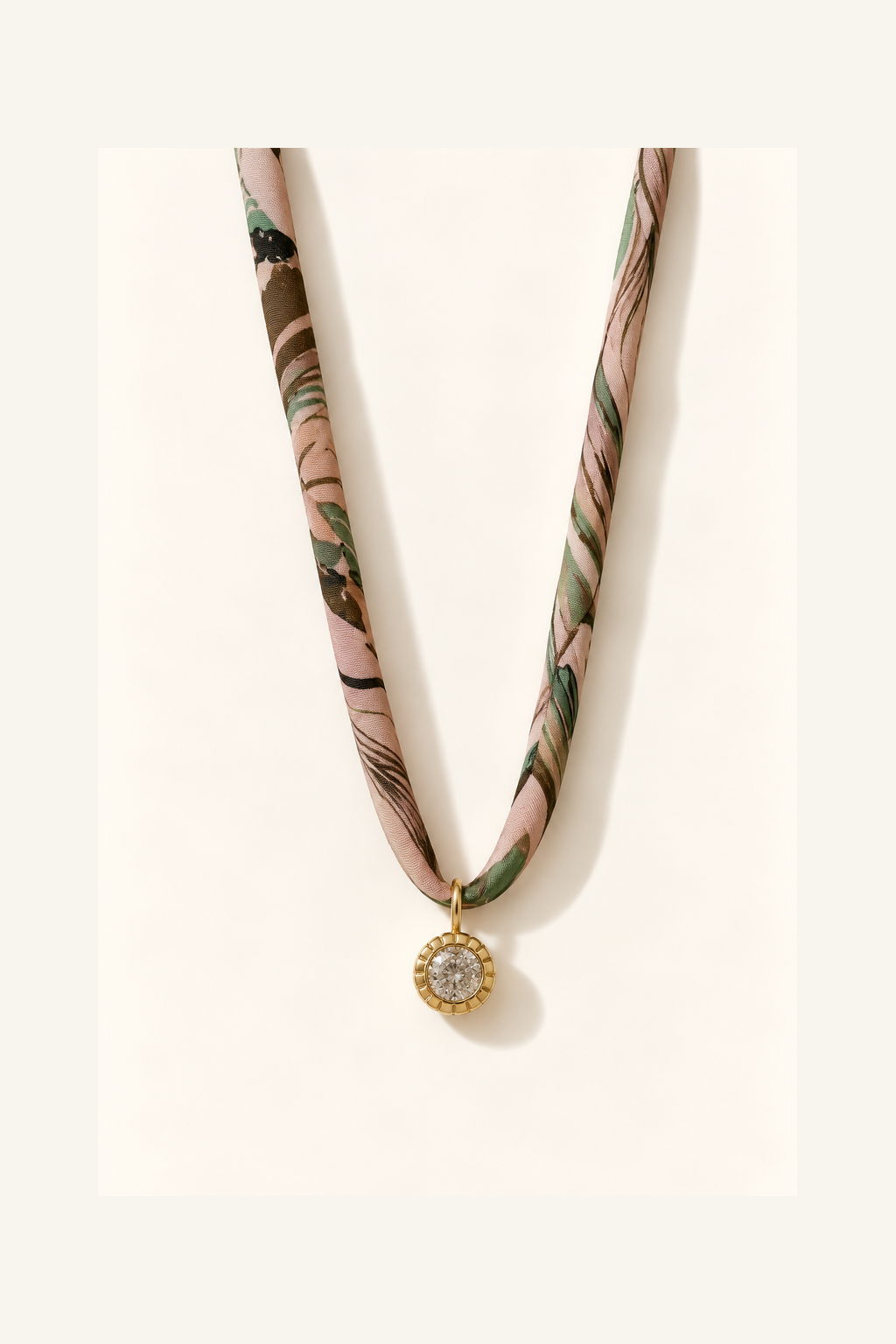 Pink and Green silk tie necklace