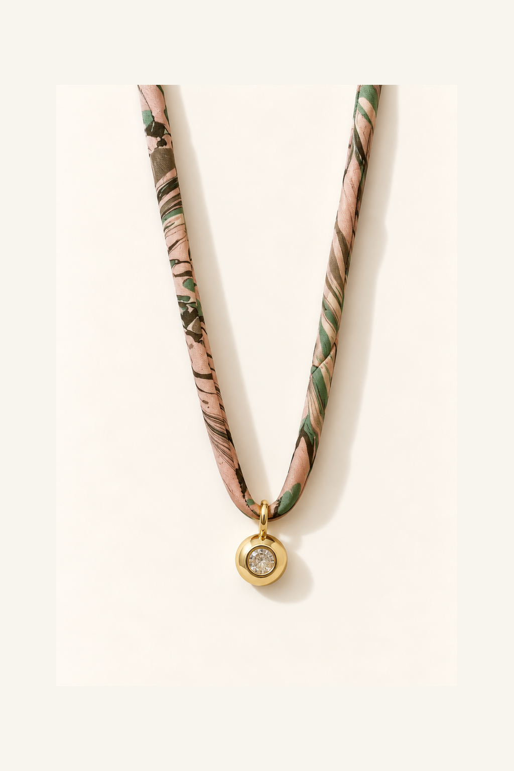 Pink and Green silk tie necklace