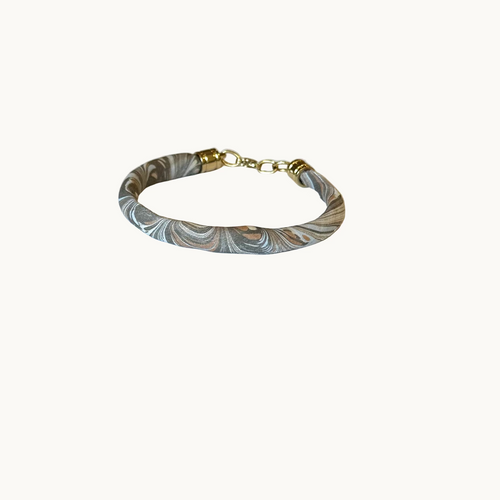 Marbled silk bracelet, brown and cream