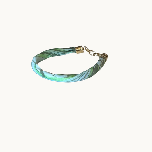 Marbled silk bracelet, blue and green