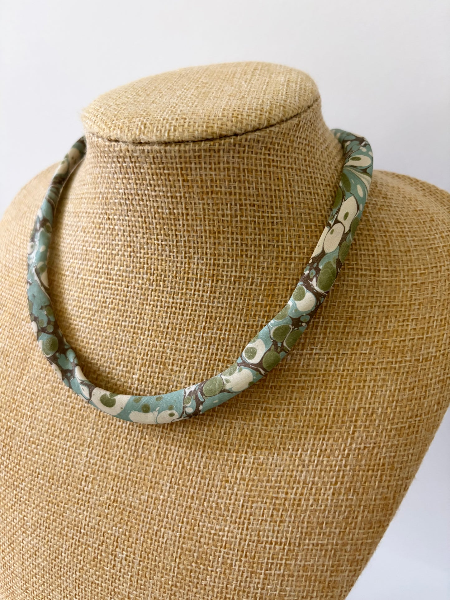 Green and Blue silk tie necklace