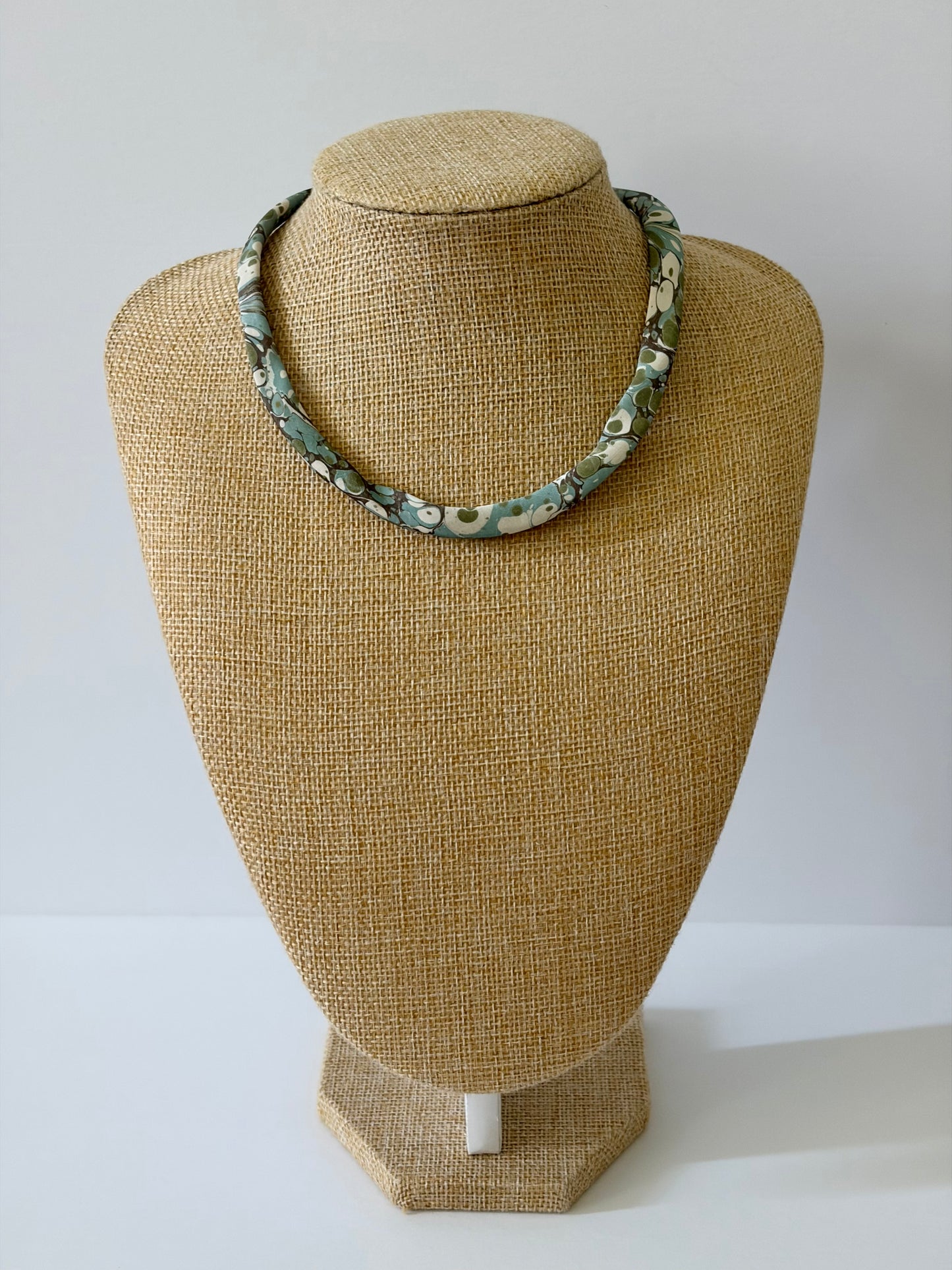 Green and Blue silk tie necklace