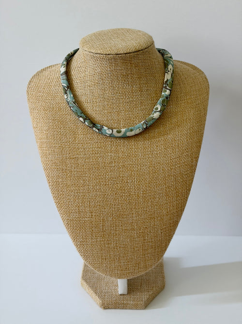 Green and Blue silk tie necklace