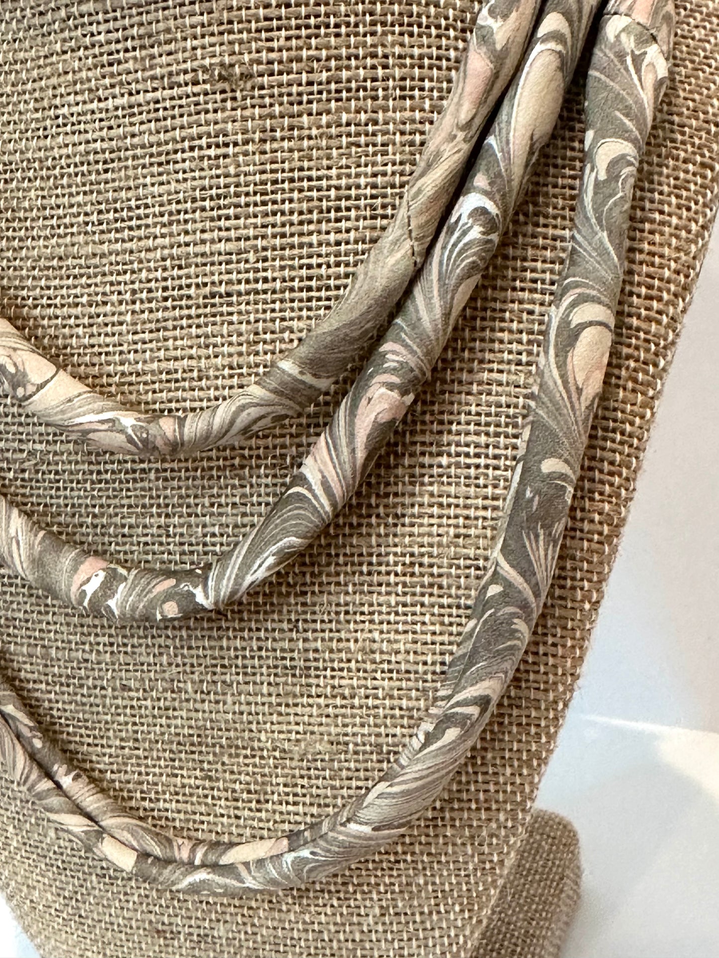 Dark Brown, Peach and Beige silk tie necklace