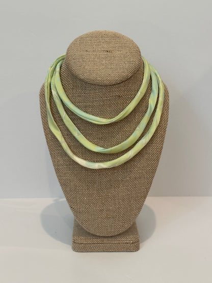 Lime Green and Blue silk tie necklace