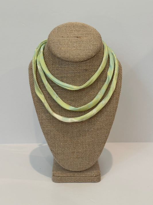 Lime Green and Blue silk tie necklace