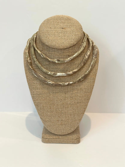 Dark Green & Brown silk tie necklace