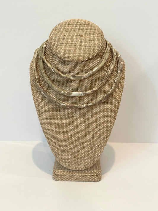 Dark Green & Brown silk tie necklace