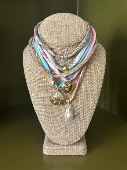 Gold Shell Charm with Small Pearls