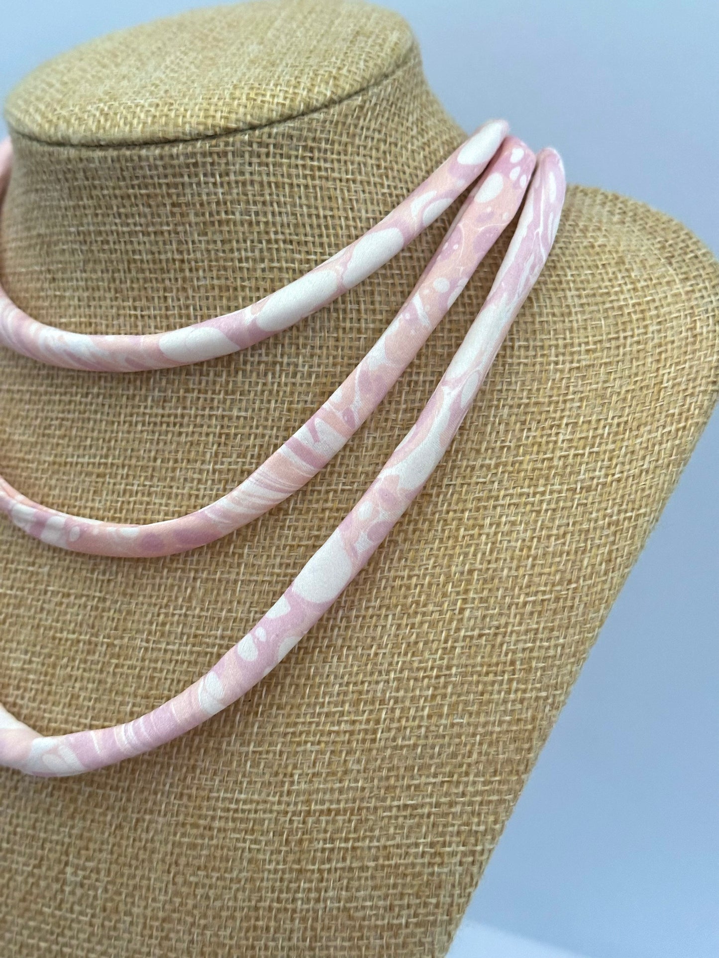 Light Pink and Peach silk tie necklace