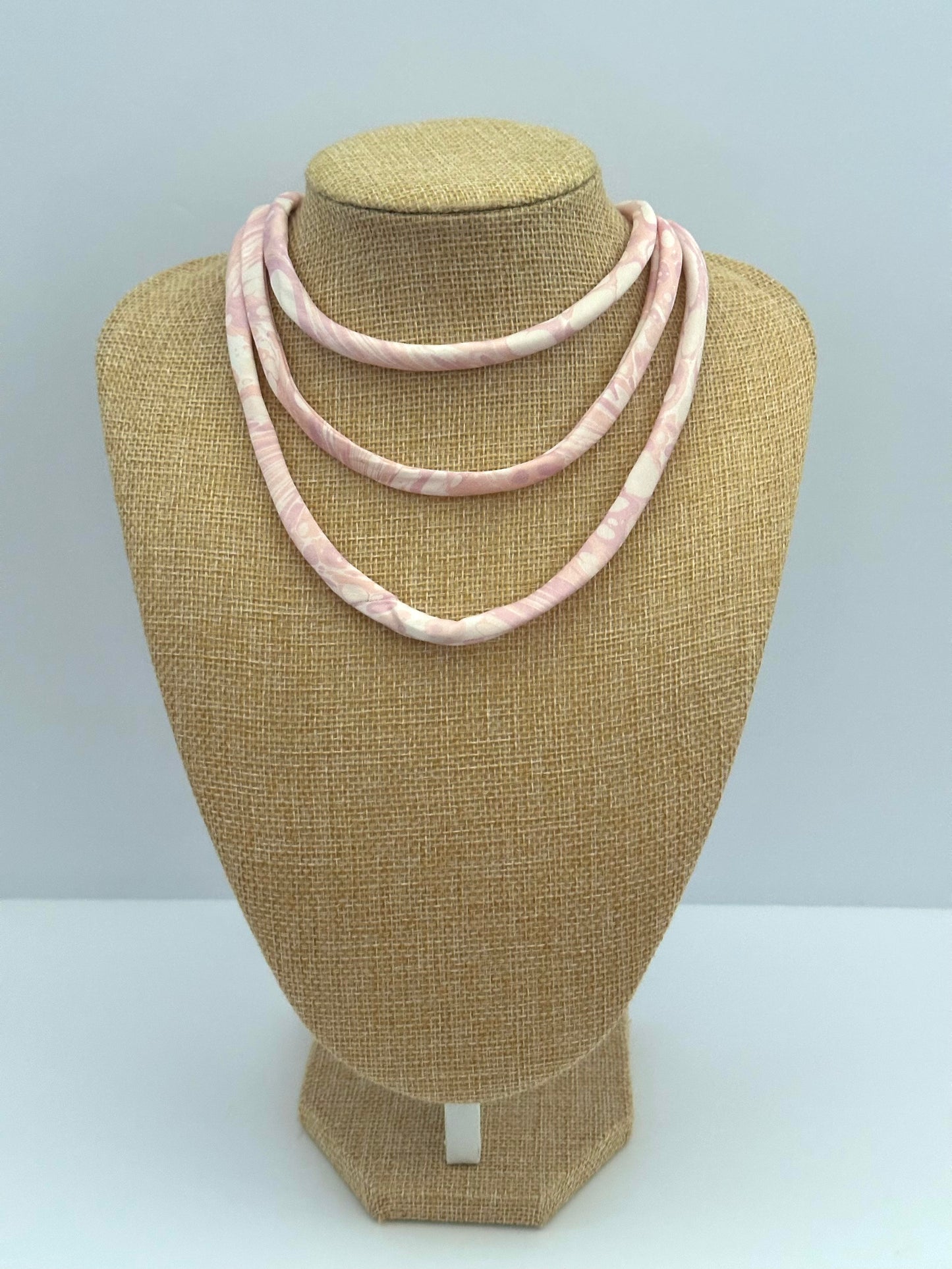 Light Pink and Peach silk tie necklace