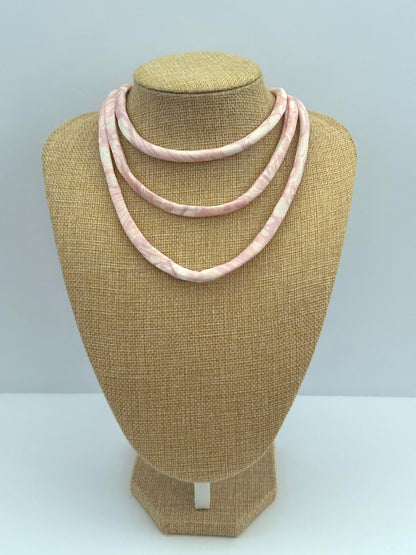 Light Pink and Peach silk tie necklace