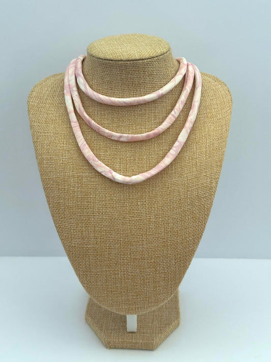 Light Pink and Peach silk tie necklace