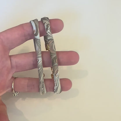 Marbled silk bracelet, brown and cream