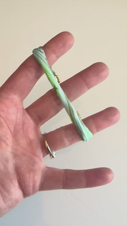 Marbled silk bracelet, blue and green