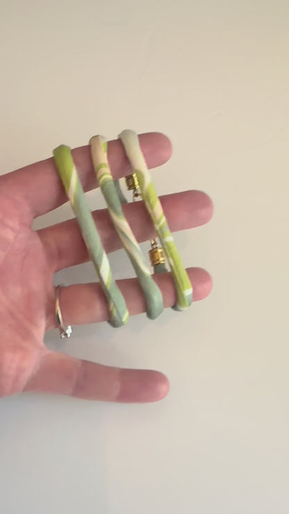 Marbled silk bracelet, green on green